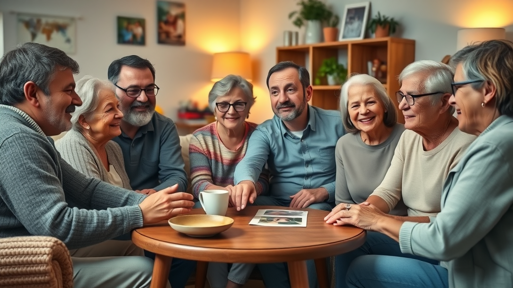family members supporting addiction recovery, group therapy with multi-generational family