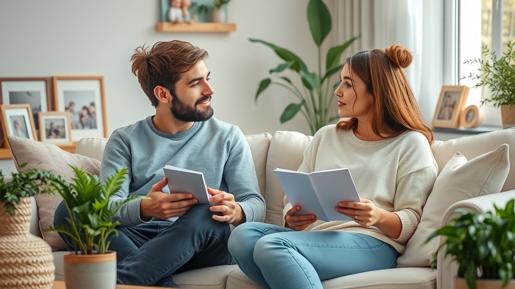 Young couple building communication skills in therapy setting