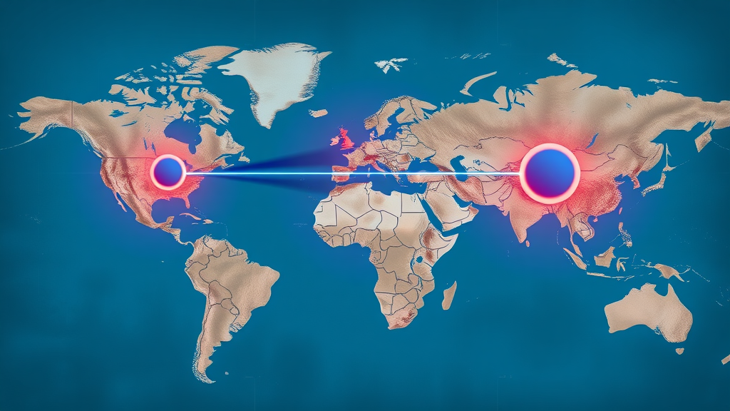 digital map connecting two distant locations with chat bubbles - trust issues in long distance couples
