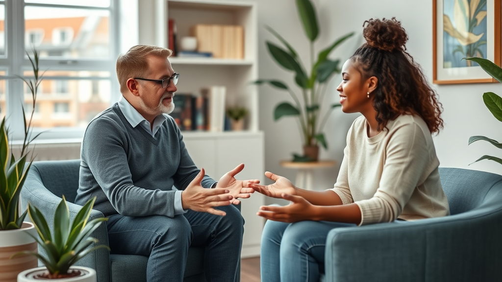 Therapist coaching Brighton couple in communication, couples therapy for communication