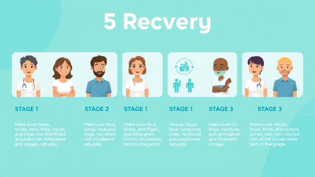 graphic illustration 5 stages of addiction recovery process infographic