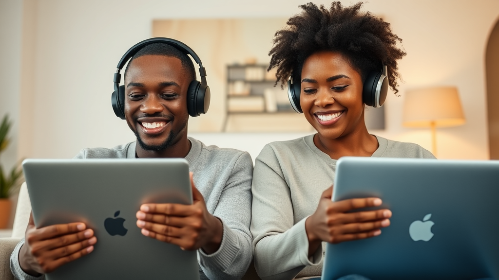 happy diverse couple laughing on a video call via laptop - online couples therapy for distance couples