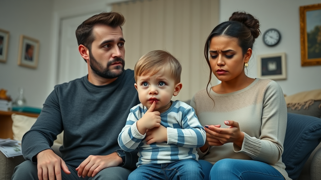 Worried mixed-race family with gambling addiction, sad expressions, bills scattered, photorealistic British living room